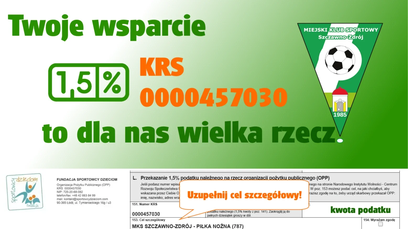 Wesprzyj MKS - 1,5% z podatku